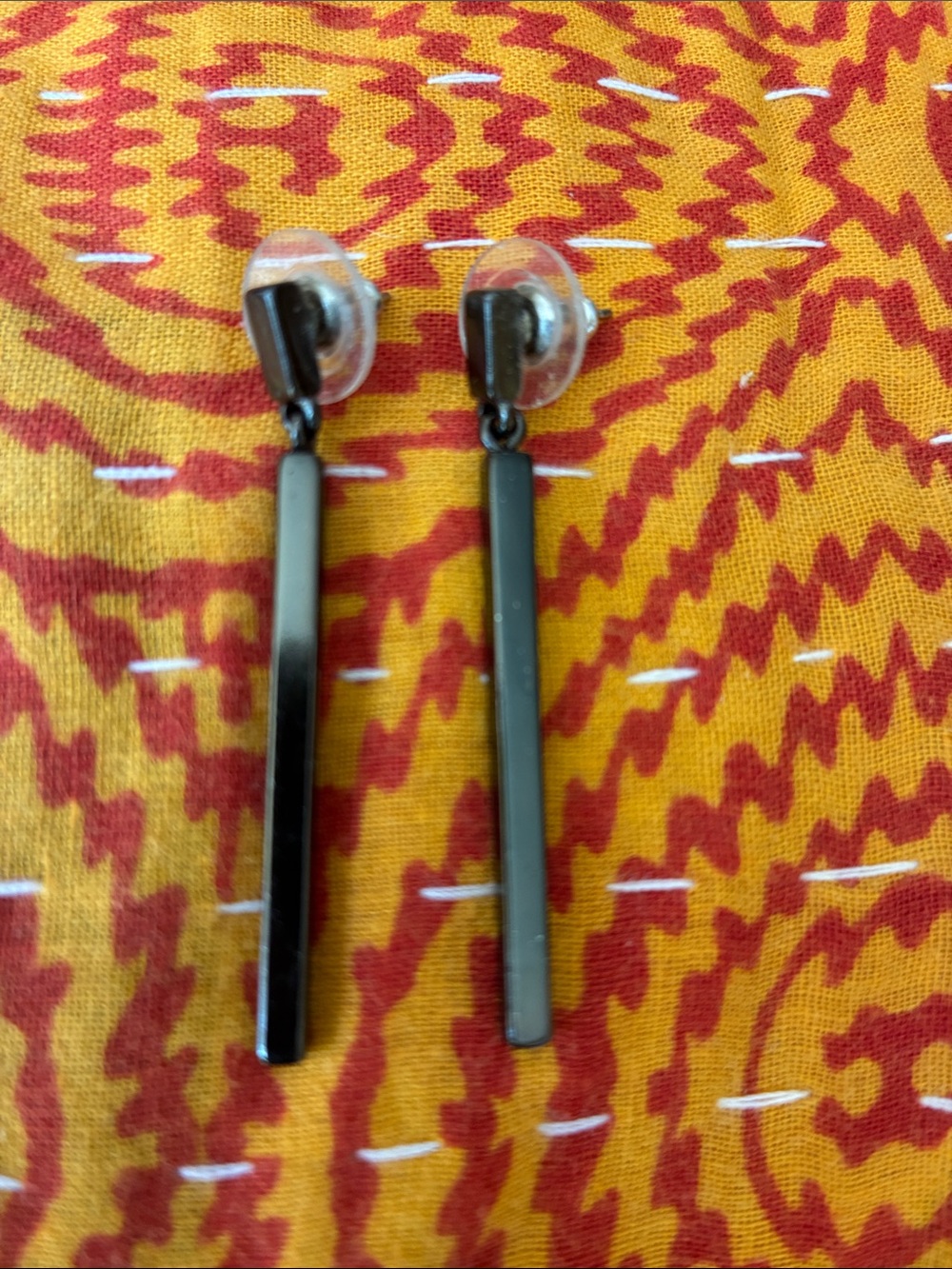 Gunmetal linear drop earrings